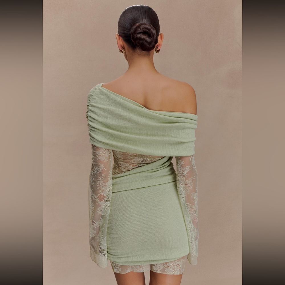 Meshki Luxie Lace Knit Mini Dress - Pastel Green - XS - Picture 2 of 5